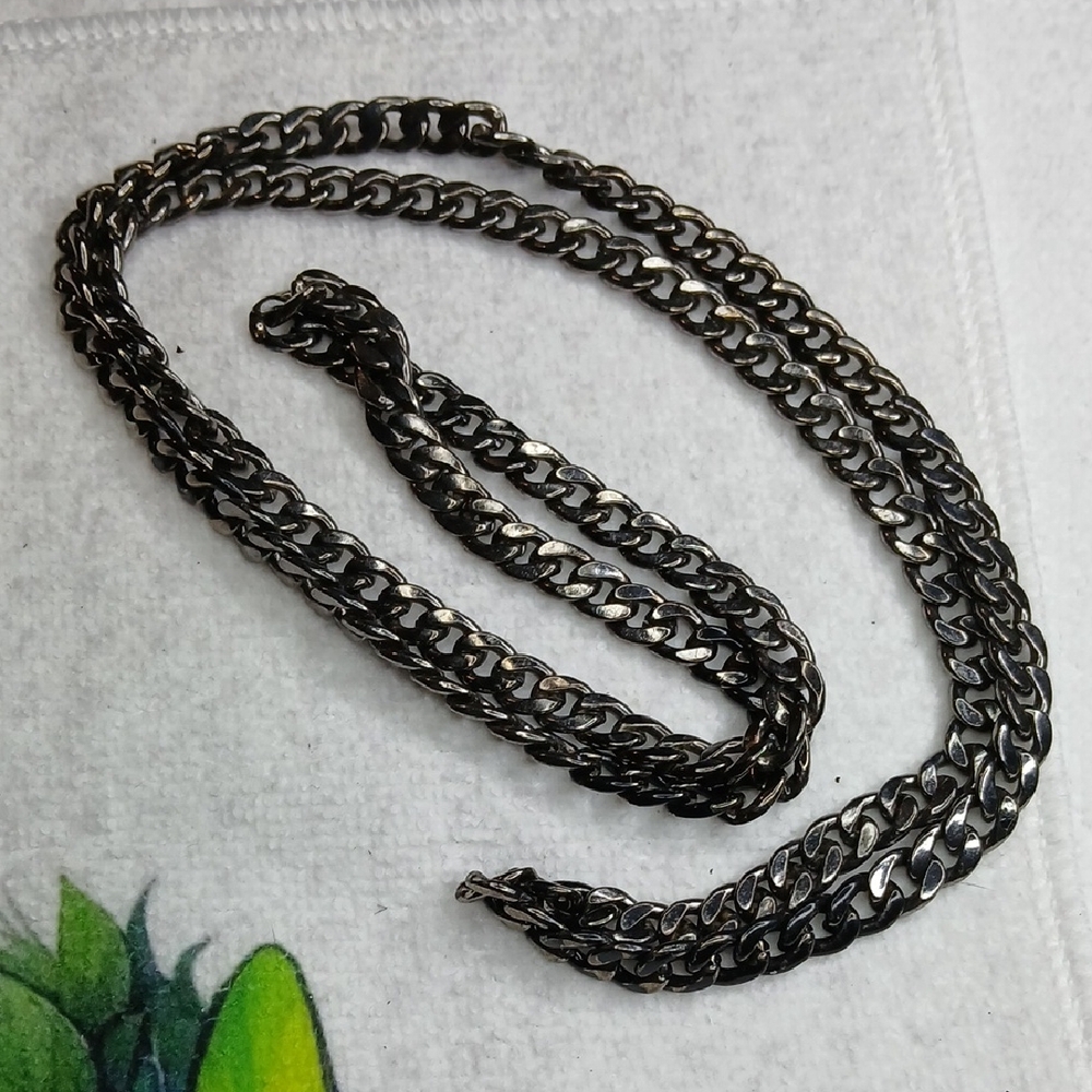 Men's Gun Metal Toned Chain Necklace